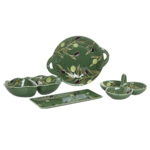 Ciotola Home ESPRIT Verde Gres Cottage Con rilievo