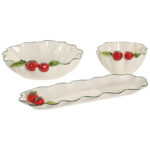 Insalatiera Home ESPRIT Bianco Rosso Verde Gres