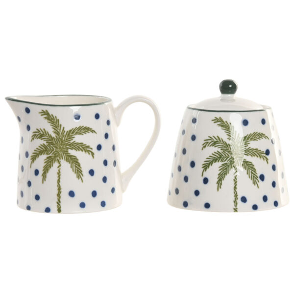 Porta latte e zucchero Home ESPRIT Azzurro Verde Porcellana 11 X 7,6 X 7,8 CM 2 Pezzi