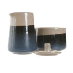 Porta latte e zucchero Home ESPRIT Azzurro Grigio Porcellana 250 ml 9 X 9 X 8,4 cm 2 Pezzi