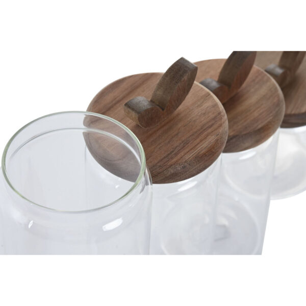 Set di 4 Barattoli Home ESPRIT Trasparente Naturale 1,3 L 4 Pezzi