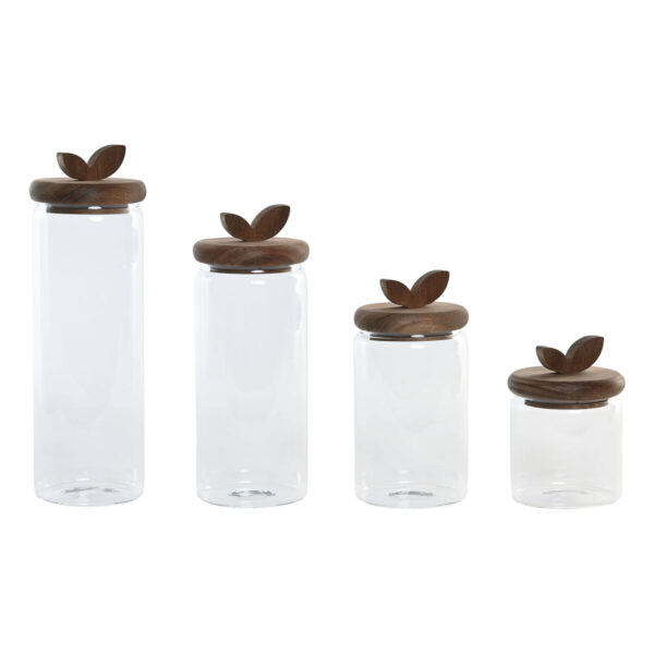 Set di 4 Barattoli Home ESPRIT Trasparente Naturale 1,3 L 4 Pezzi
