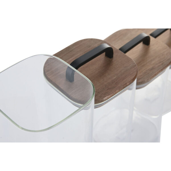 Set di 4 Barattoli Home ESPRIT Trasparente Naturale 4 Pezzi