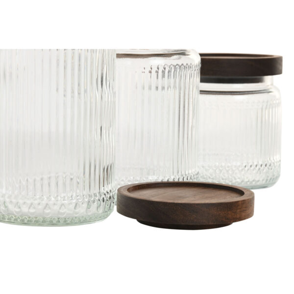 Set di 3 Barattoli Home ESPRIT Trasparente Naturale 700 ml 1 L 3 Pezzi