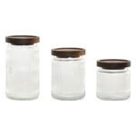 Set di 3 Barattoli Home ESPRIT Trasparente Naturale 700 ml 1 L 3 Pezzi