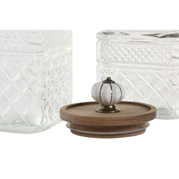 Set di 3 Barattoli Home ESPRIT Trasparente Naturale 1,8 L 3 Pezzi