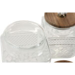 Set di 3 Barattoli Home ESPRIT Trasparente Naturale 1,8 L 3 Pezzi