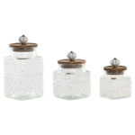 Set di 3 Barattoli Home ESPRIT Trasparente Naturale 1,8 L 3 Pezzi