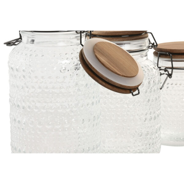 Set di 3 Barattoli Home ESPRIT Trasparente Naturale 950 ml 1,2 L 3 Pezzi