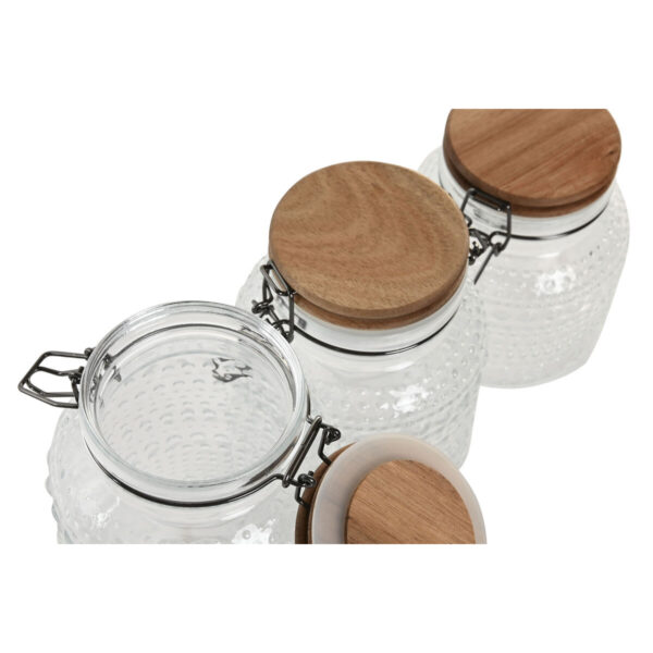 Set di 3 Barattoli Home ESPRIT Trasparente Naturale 950 ml 1,2 L 3 Pezzi