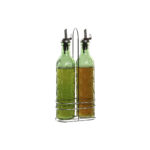 Set olio e aceto Home ESPRIT Verde Metallo Alluminio Cristallo ABS Moderno 500 ml 14 X 7,4 X 32 CM
