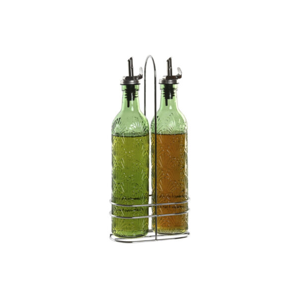 Set olio e aceto Home ESPRIT Verde Metallo Alluminio Cristallo ABS Moderno 500 ml 14 X 7,4 X 32 CM