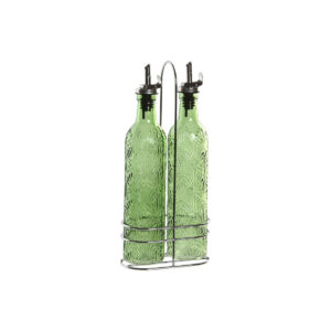 Set olio e aceto Home ESPRIT Verde Metallo Alluminio Cristallo ABS Moderno 500 ml 14 X 7,4 X 32 CM