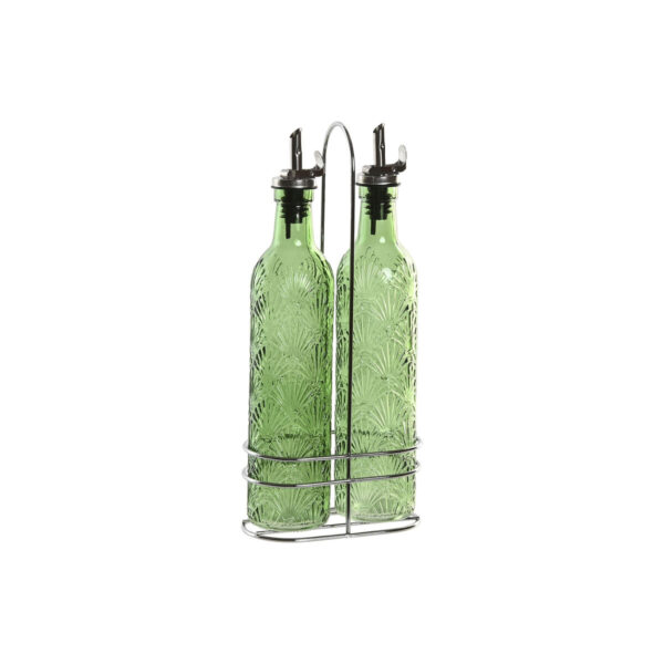 Set olio e aceto Home ESPRIT Verde Metallo Alluminio Cristallo ABS Moderno 500 ml 14 X 7,4 X 32 CM