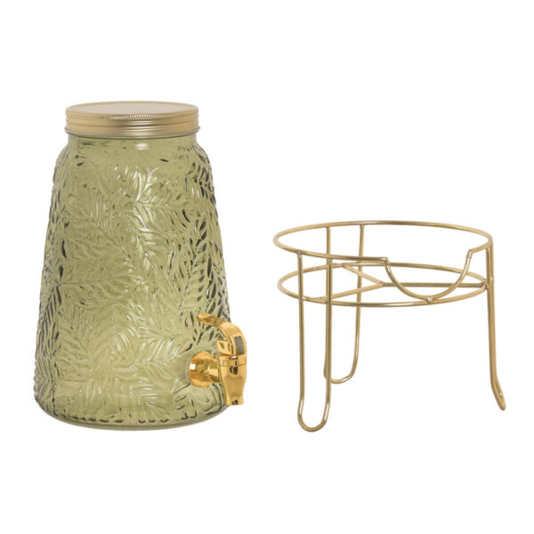 Dispenser di bevande Home ESPRIT Verde Dorato Metallo Cristallo polistirene 3,3 L 19,3 X 19,3 X 36 CM