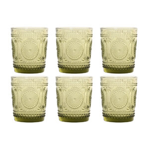 Set di Bicchieri Home ESPRIT Verde Cristallo Con rilievo 310 ml (6 Unità )