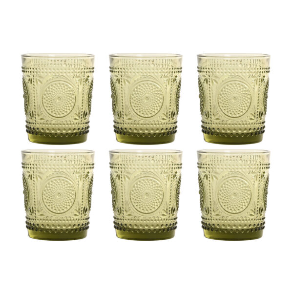 Set di Bicchieri Home ESPRIT Verde Cristallo Con rilievo 310 ml (6 Unità)