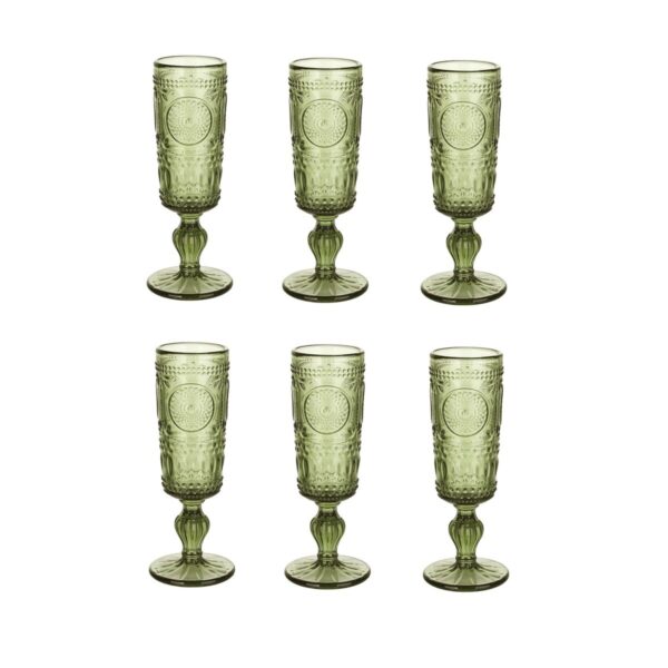 Set di Bicchieri Home ESPRIT Verde Cristallo (6 Unità)