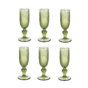 Set di Bicchieri Home ESPRIT Verde Cristallo Fogli 160 ml (6 Unità)