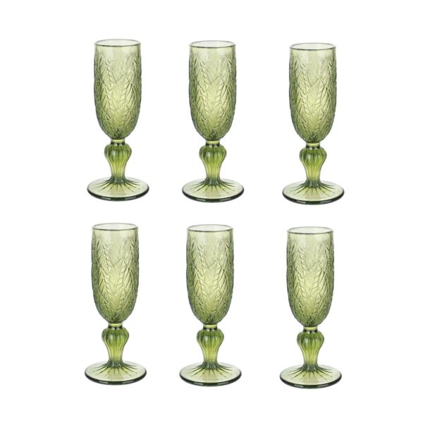 Set di Bicchieri Home ESPRIT Verde Cristallo Fogli 160 ml (6 Unità)