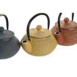 Teiera Home ESPRIT Giallo Azzurro Arancio Acciaio inossidabile Ferro 300 ml (3 Unità)