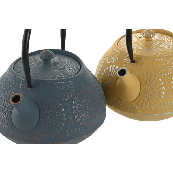 Teiera Home ESPRIT Giallo Turchese Acciaio inossidabile Ferro 1,2 L (2 Unità)