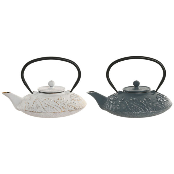 Teiera Home ESPRIT Azzurro Bianco Acciaio inossidabile Ferro 800 ml (2 Unità)