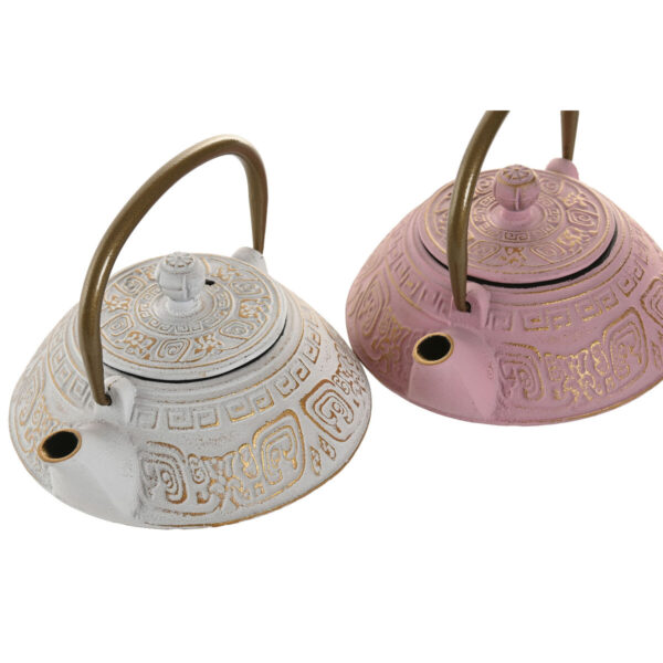 Teiera Home ESPRIT Bianco Rosa Acciaio inossidabile Ferro 400 ml (2 Unità)