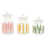 Set di 3 Barattoli Home ESPRIT Multicolore Righe Moderno 1 L 1,2 L 3 Pezzi