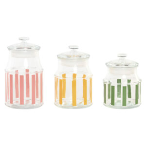 Set di 3 Barattoli Home ESPRIT Multicolore Righe Moderno 1 L 1,2 L 3 Pezzi
