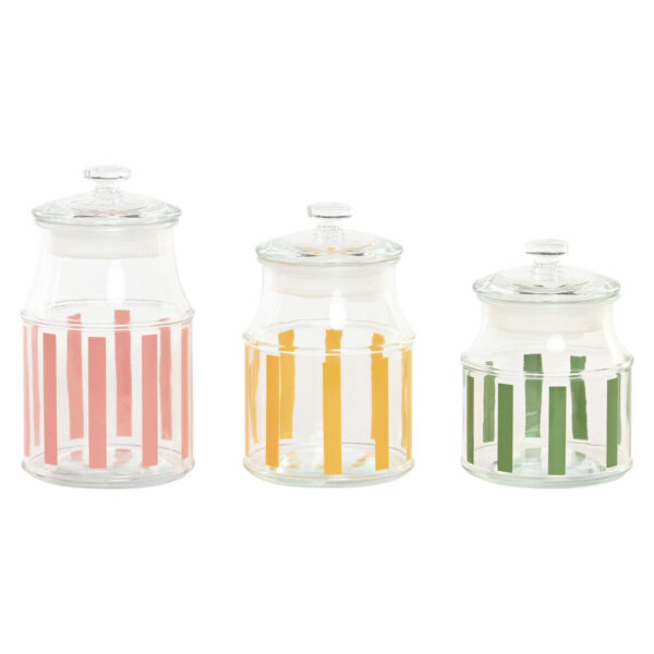 Set di 3 Barattoli Home ESPRIT Multicolore Righe Moderno 1 L 1,2 L 3 Pezzi