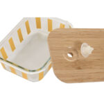 Porta pranzo Home ESPRIT Giallo Verde Corallo Cristallo Vetro Borosilicato Righe Moderno 1 L 660 ml