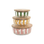 Porta pranzo Home ESPRIT Giallo Verde Corallo Cristallo Vetro Borosilicato Righe Moderno 900 ml
