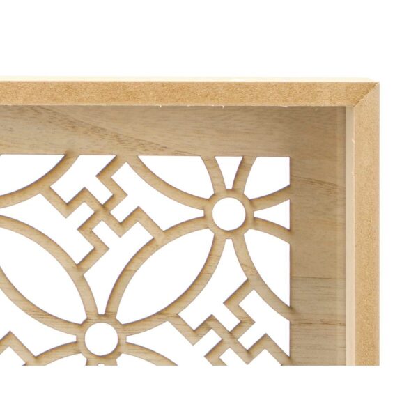 Set di Vassoi Gift Decor Marrone Trasparente Legno Vetro Fiore 2 Pezzi