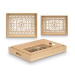 Set di Vassoi Gift Decor Marrone Trasparente Legno Vetro Quadrato 2 Pezzi
