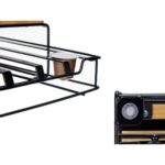 Contenitore per Sistemare le Capsule di Caffè Kinvara Marrone Nero Naturale Metallo Bambù 21 x 57 x 8,5 cm 21 x 7,5 x 31 cm 21 x