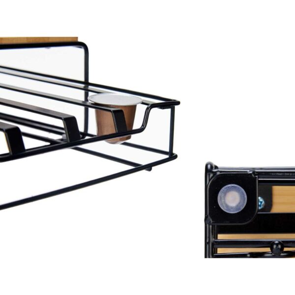 Contenitore per Sistemare le Capsule di Caffè Kinvara Marrone Nero Naturale Metallo Bambù 21 x 57 x 8,5 cm 21 x 7,5 x 31 cm 21 x