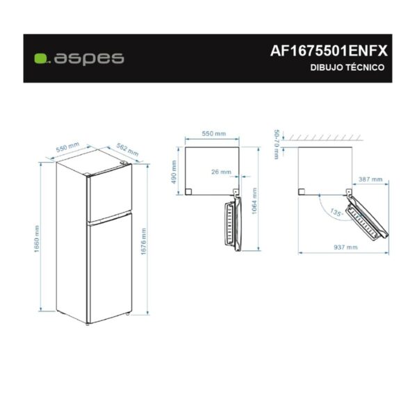 Frigorifero combinato Aspes AF1675501ENFX