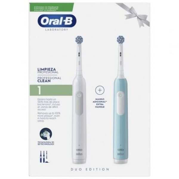 Spazzolino da Denti Elettrico Oral-B Azzurro Bianco (2 Pezzi) (2 Unità)
