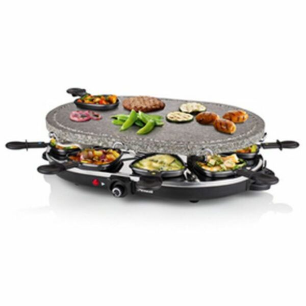 Raclette Princess 8 Oval Stone Grill Party Nero Grigio