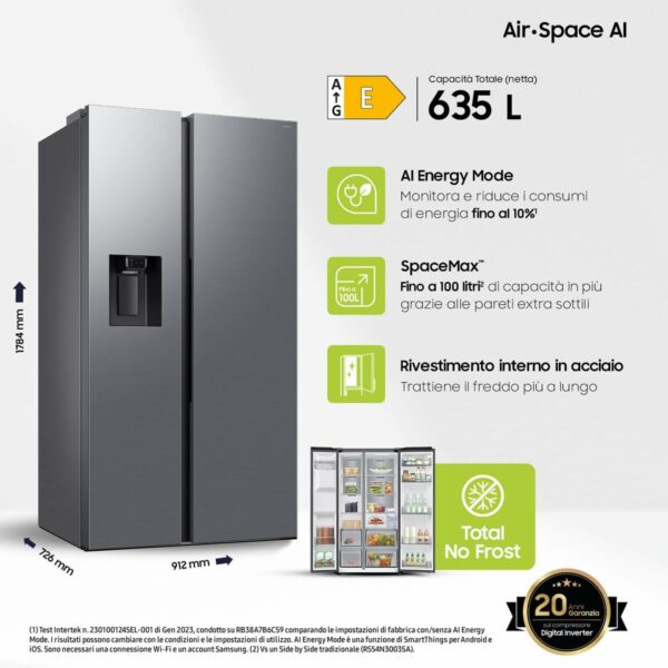 Frigorifero combinato Samsung FRIGORÍFICOAMERICANOBESPOKEAI1 Argentato