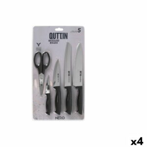 Set di Coltelli Quttin Nero Nero 5 Pezzi (4 Unità)