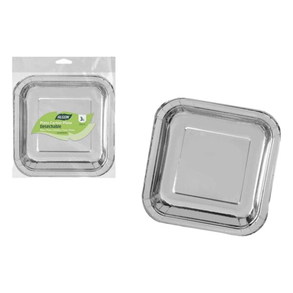 Set di piatti Algon Argentato 26 cm 3 Pezzi (18 Unità)