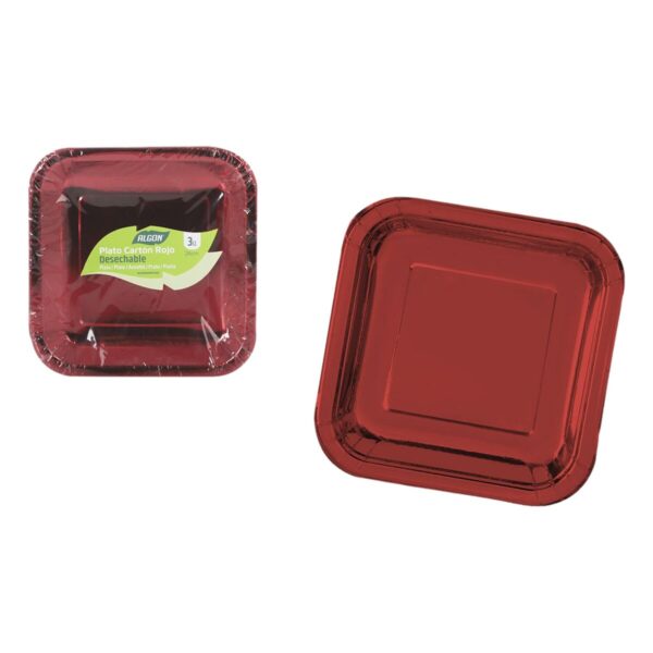 Set di piatti Algon Rosso 26 cm 3 Pezzi (18 Unità)