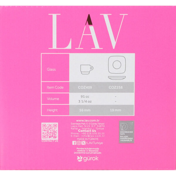 Set di 6 Tazze con Piatto LAV Cozy 90 ml (6 Unità)