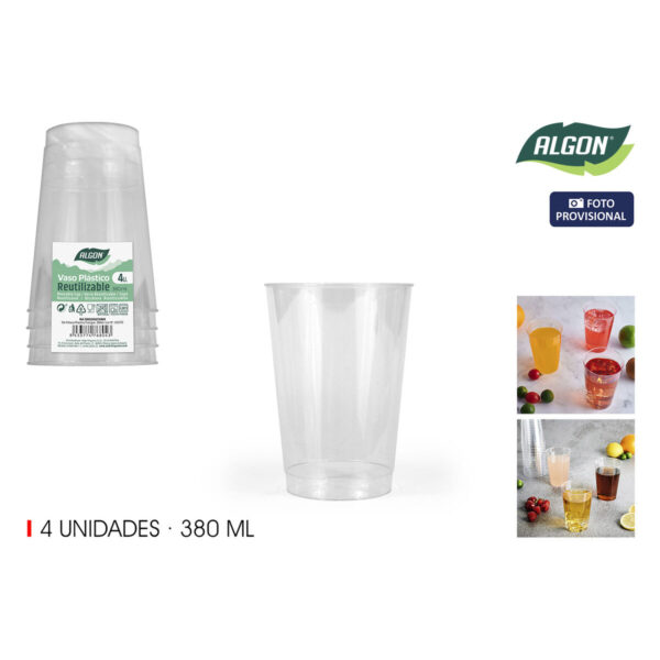 Set di Bicchieri Algon Plastica 380 ml 4 Pezzi (24 Unità)