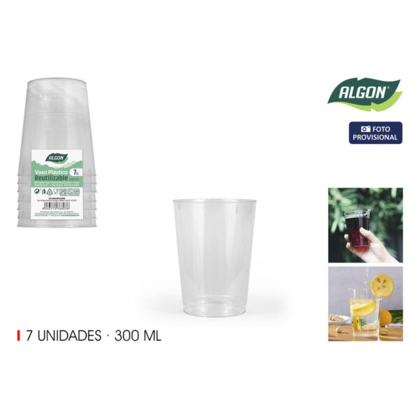 Set di Bicchieri Algon Plastica 300 ml 7 Pezzi (24 Unità)