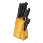 Set di Coltelli da Cucina con Supporto Quttin Nero Nero 7 Pezzi (2 Unità)