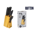 Set di Coltelli da Cucina con Supporto Quttin Nero Nero 7 Pezzi (2 Unità)