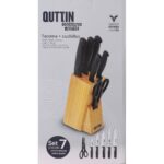 Set di Coltelli da Cucina con Supporto Quttin Nero Nero 7 Pezzi (2 Unità)